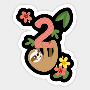 Turning 2 Cute Hanging Sloth Sticker